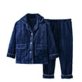 thumbnail image 1 of Mikilon Kids Warm Flannel Loungewear Size 1-12 Years Winter Plus Velvet and Thicken Button Down Outfit Sets, 1 of 2