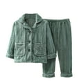 thumbnail image 1 of Mikilon Kids Warm Flannel Homewear Size 1-12 Years Winter Plus Velvet and Thicken Button Down Outfit Sets, 1 of 2