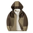 thumbnail image 1 of Fesfesfes Kids Windproof Jackets Patchwork Color Hooded Zipper Jacket with Inner Liner Two-Piece Sets Outdoor Sports Jackets ,Size 8-14 Years, 1 of 2