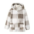 thumbnail image 1 of Mikilon Kids Winter Coat Size 8-13 Years Comfortable Versatile Plaid Double Velvet Thermal Jackets Long Sleeve Thicken Zip-Up Hooded Clothes, 1 of 4
