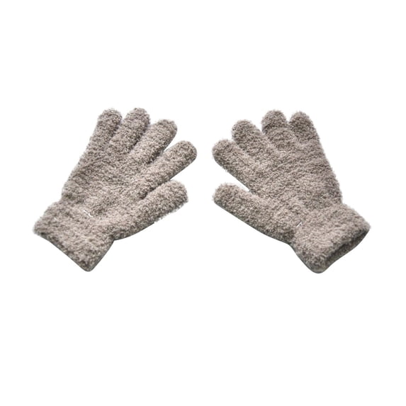 Mikilon Kids Winter Covered All Finger Gloves Solid Color Plus Velvet and Thicken Gloves Outdoor Windproof Cold Resistant Gloves
