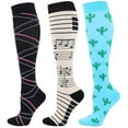 thumbnail image 1 of Mikilon Knee High Socks for Women 3 Pairs of Sports Pressure Socks High Elasticity Long Running Socks, 1 of 2