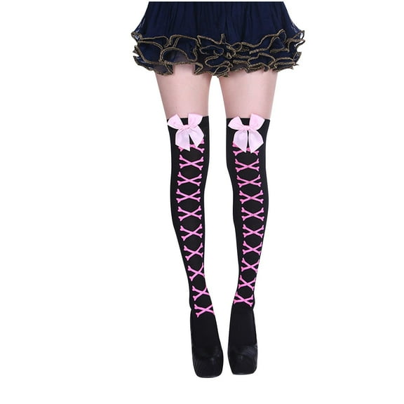 Fesfesfes Ladies' Festival Party Socks Halloween High Knee Makeup Socks Winter Striped Warm Socks