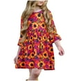 thumbnail image 1 of Fesfesfes Little Girls Clothes Size 2-7 Years Casual Patchwork Color Stretchy Waist Dress Long Sleeve Round Neck Button-Up Dress, 1 of 9