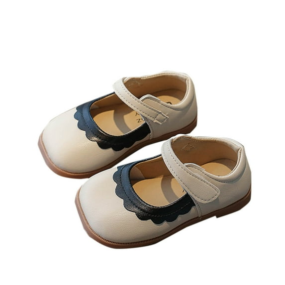 Mikilon Little Girls Faux-Leather Princess Shoes Size 2-6 Years Patchwork Color Soft Soled Shoes Comfortable Walking Shoes