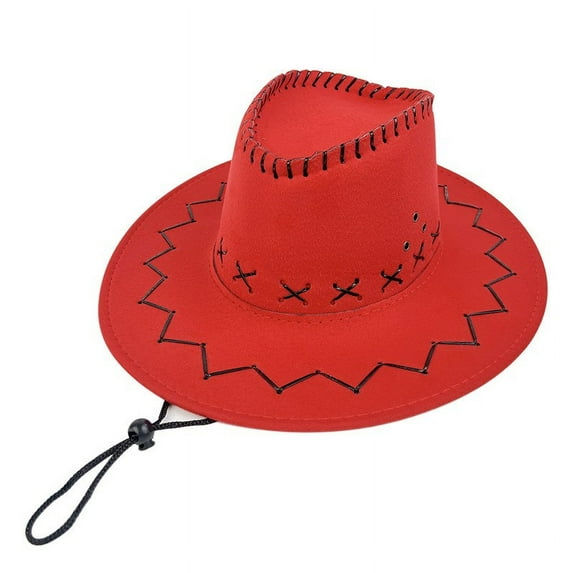 Mikilon Men and Women Farm Hats Fashion Solid Color Drawstring Hats Comfortable and Breathable Western Cowboy Hat