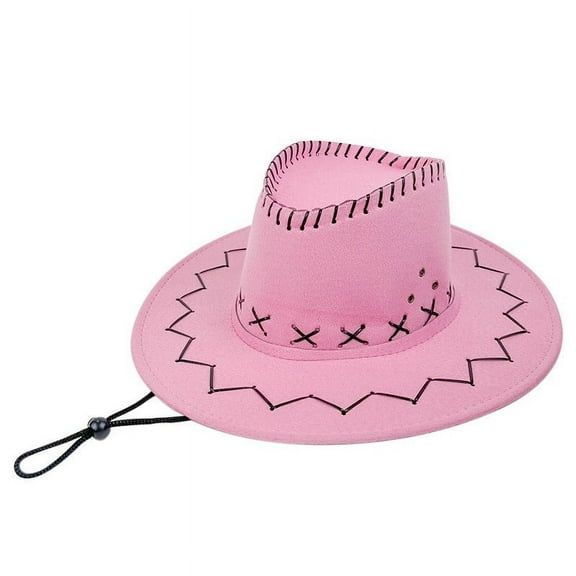 Mikilon Men and Women Farm Hats Fashion Solid Color Drawstring Hats Comfortable and Breathable Western Cowboy Hat