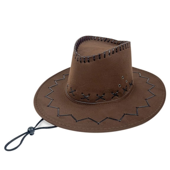Mikilon Men and Women Farm Hats Fashion Solid Color Drawstring Hats Comfortable and Breathable Western Cowboy Hat
