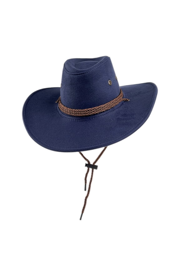 Men and Women Western Cowboy Hat Outdoorsy Comfortable Casual Drawstring Wide Brimmed Hats Functional Versatile Hats