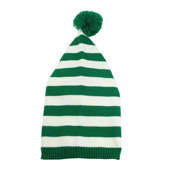Men and Women Xmas Knitted Hats Comfortable Warm Red and White Striped Hat Winter Festival Pom-Pom Hats