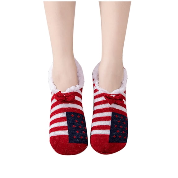 Mikilon Men's and Women's Thicken Sleep Socks Solid Color Plus Velvet Warm Floor Couple's Socks