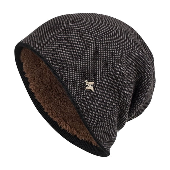 Mikilon Mens Solid Color Knitted Hats Comfortable Winter Ear-Protection Warm Hats Practical Versatile Thermal Hats