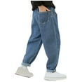 thumbnail image 1 of Mikilon Middle Aged Boys Solid Color Cargo Pants Size 3-9 Years Casual Long Pants with Pockets, 1 of 4