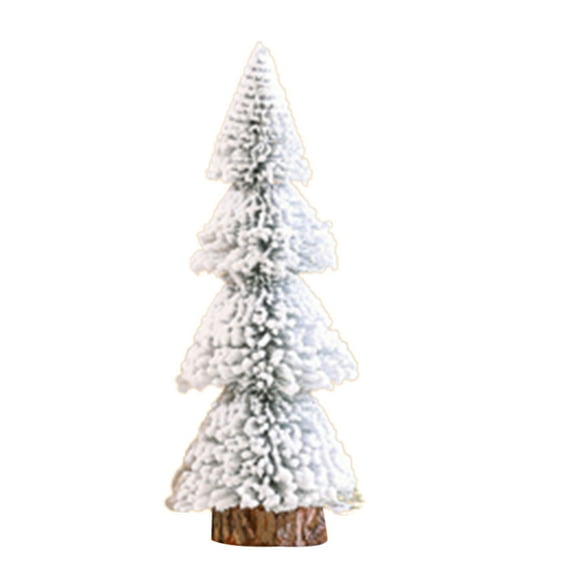 Mikilon Miniature Christmas Tree Snow Frost Ornaments With Wooden Bases For Miniature Scenes, Christmas Crafting And Designing