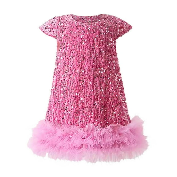 Fesfesfes My First Christmas Outfits Baby Girl Xmas Shiny Sequins Toddler Velvet Dress Infant Knee Length Fall Winter Clothes