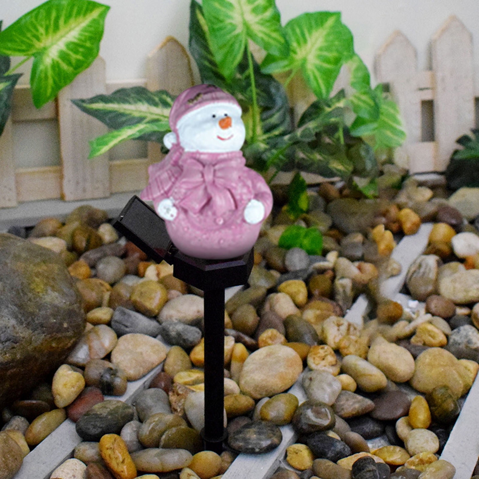 Mikilon New Solar Christmas Snowman Resin Courtyard Lamp Holiday Garden Courtyard Lamp