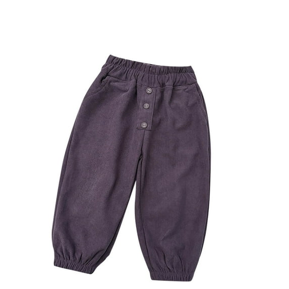 Fesfesfes New Styles Corduroy Pants for Boys Size 9 Months-10 Years Solid Color Casual Button Pants Comfortable Sweatpants