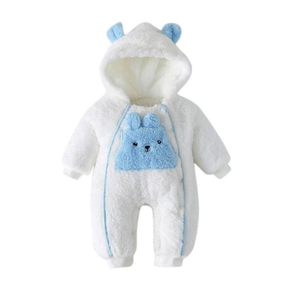 Mikilon Newborn Baby Bear Onesie Outfit Suit Girls Boys Fleece Jumpsuit Romper Hooded Coat Winter Clothes Outwear Snowsuit