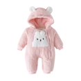 thumbnail image 1 of Mikilon Newborn Baby Bear Onesie Outfit Suit Girls Boys Fleece Jumpsuit Romper Hooded Coat Winter Clothes Outwear Snowsuit, 1 of 3