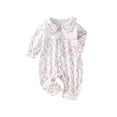 thumbnail image 1 of Mikilon Newborn Baby Girl Clothes Fashion Floral Turndown Neck Long Sleeve Ruffled Rompers Comfortable Loose Sweet Long Pants Rompers, 1 of 3