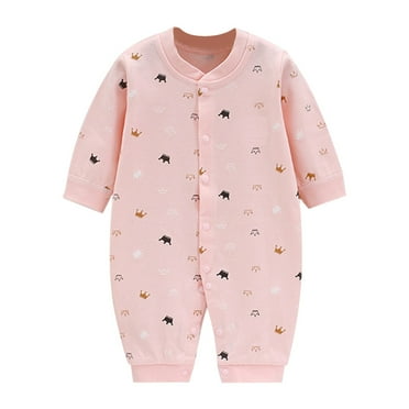 Mikilon Newborn Baby Girl Clothes Spring and Summer Comfortable Breathable Rompers Round Neck Short Sleeve Side Drawstring ‌Rompers