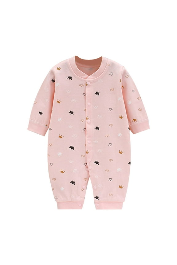 Newborn Baby Girl Clothes Spring and Summer Comfortable Breathable Rompers Round Neck Short Sleeve Side Drawstring ‌Rompers