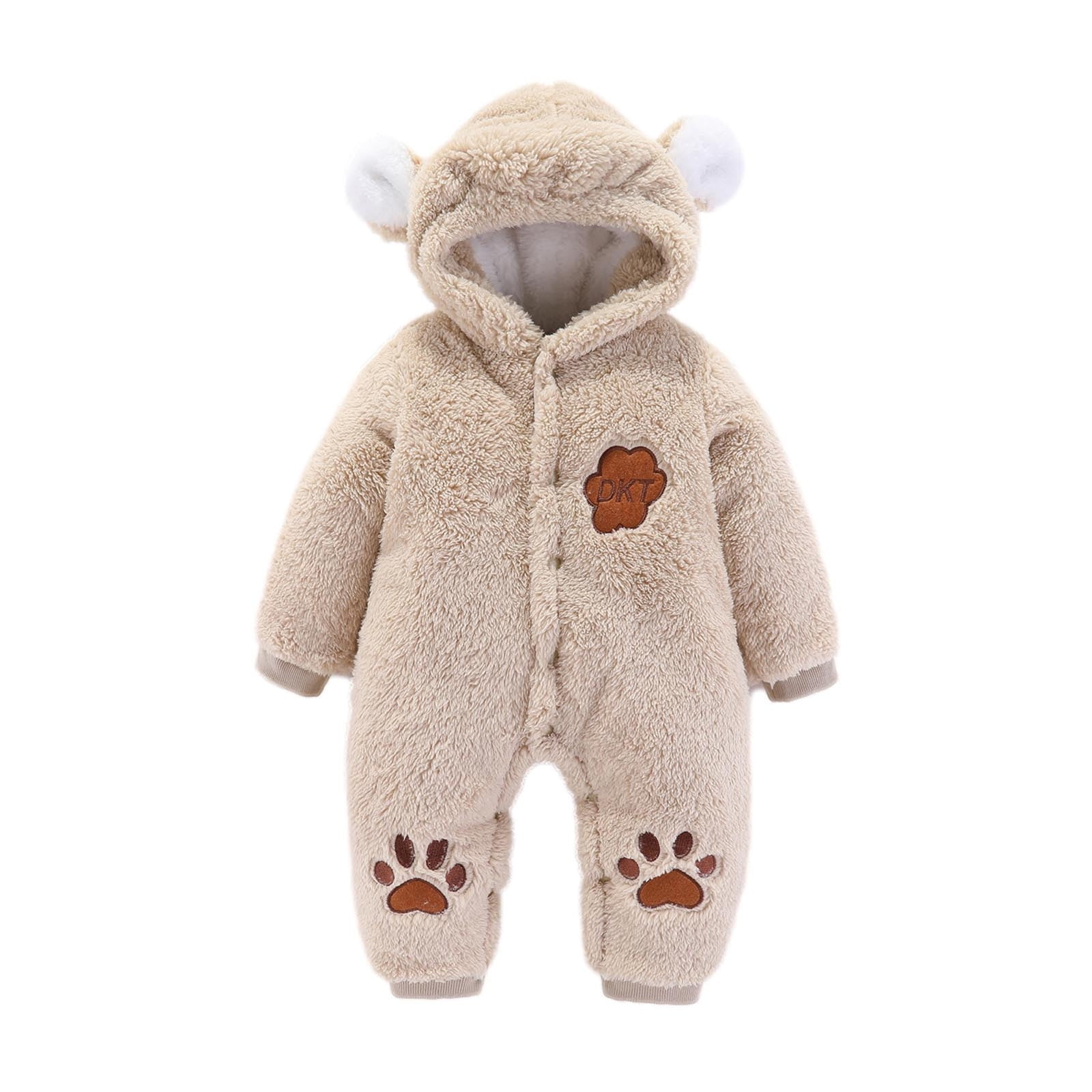 New Baby Girl Winter Dress In Fleece Stuff Style Smile In Brown Color From 1 To 6 Months On Sale main image 1
