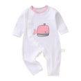 thumbnail image 1 of Mikilon Newborn Girl Outfits Solid Color Side Snap ‌Rompers Comfortable Round Neck Long Sleeve and Long Pants Rompers, 1 of 7