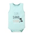 thumbnail image 1 of Mikilon Newborn Infant Baby Boys Girls Letter Cartoon Sleeveless Romper Clothes Jumpsuit for Baby Girls 3-6 Months Green on Discount, 1 of 9