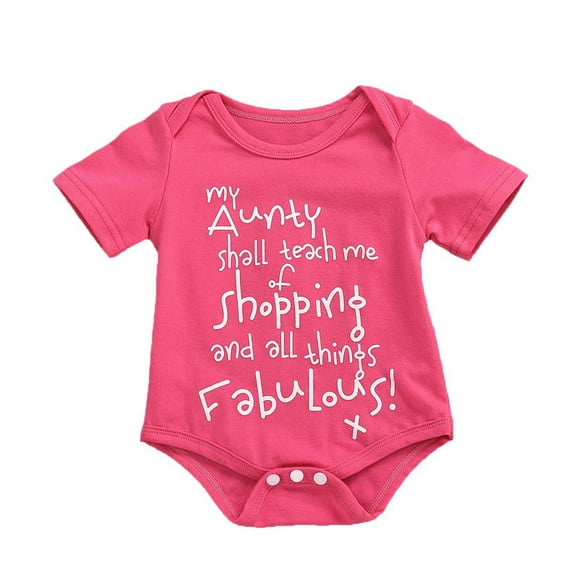 Mikilon Newborn Infant Baby Boys Girls Letter Print Short Sleeve Romper Clothes Bodysuit Jumpsuit for Baby Girls 3-6 Months Pink on Discount