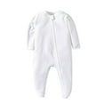 thumbnail image 1 of Mikilon Newborn Kids Solid Color Rompers Round Neck Long Sleeve Side Zipper Rompers Comfortable Long Pants Rompers ,Size 3 Months-12 Months, 1 of 3