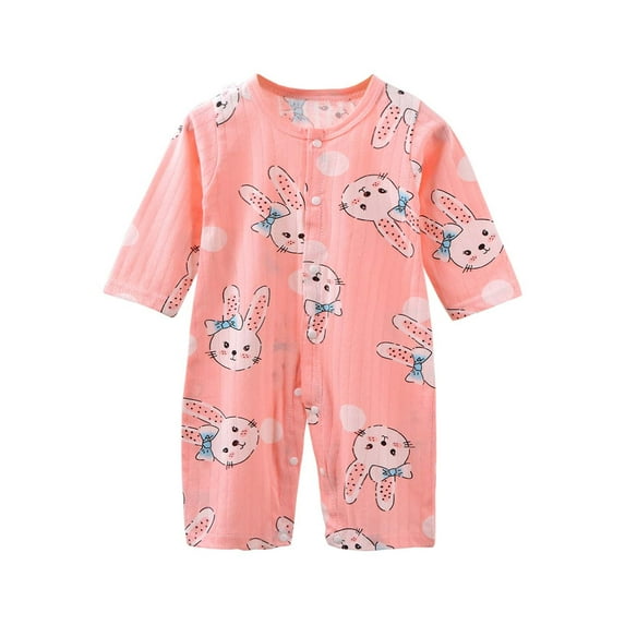 Mikilon Newborn Romper for Baby Girl Cute Graphic Print Rompers Spring and Summer Comfortable Breathable Rompers Round Neck Short Sleeve Side Drawstring Rompers