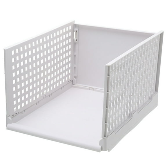 Mikilon Organizers and Storage, Folding Bin For Household Clothes Storage Box Divider Drawer Pull Frame, White
