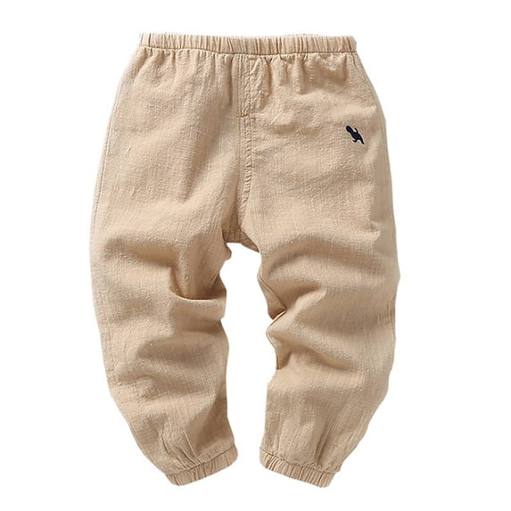 Mikilon Pants for Boys Size 3-8 Years Solid Color Graphic Elastic Waist Pants Casual Long Pants