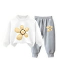 thumbnail image 1 of Mikilon Plus Velvet Sweat Sets for Kids Size 3-9 Years Round Neck Long Sleeve Sweatpants Elastic Waist Wide Leg Pants Fall and Winter Thermal Outfit Sets, 1 of 3