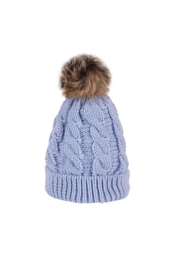 Mikilon Puffball Knitted Plus Velvet Hats for Men and Women Functional Versatile Thicken Skiing Hats Outdoor Warm Hats