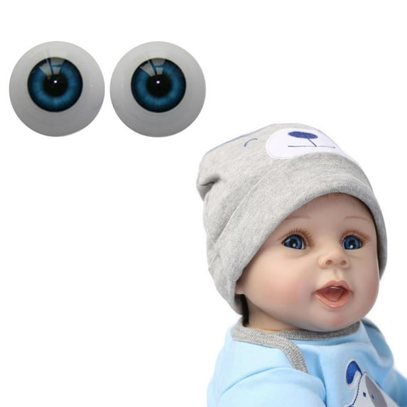 Mikilon Realistic Acrylic Reborn Eyes for Making Reborn Doll Kits Fake Eyes Eyeballs Half Round Eyes for Dolls Doll Accessories 2 Pcs