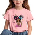 thumbnail image 1 of Fesfesfes Soft Cotton Kids'Playful Print Round Neck Tee Breathable Half Sleeve Back to School Cute Pattern Casual T-Shirt for Boys and Girls 3-15Years(Pink,9 Years), 1 of 7