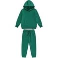thumbnail image 1 of Mikilon Solid Color Clothing Sets for Kids Size 2-12 Years Comfortable ‌Hooded Sweatshirt with Pockets Elastic Waist Sweatpants Thermal Outfit Sets, 1 of 1