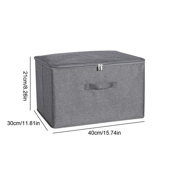 Mikilon Storage Bins Bags, Cationic Soft Lid Storage Box for Household Folding Clothing Quilt Sorting Storage Box, grey