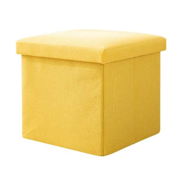 Mikilon Storage Bins Bags, Multifunctional Storage Stool Can Sit, Storage Stool, Home Color Combination Fabric Folding Storage Box, Shoe Changing Stool, Yellow
