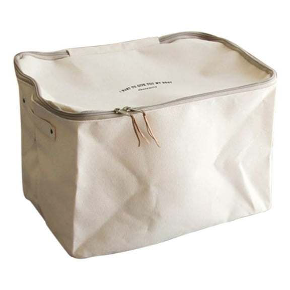 Mikilon Storage Bins Canvas Cotton Large Storage Bag for Bedding Sheets Blankets Winter Clothes Storage Bag Beige