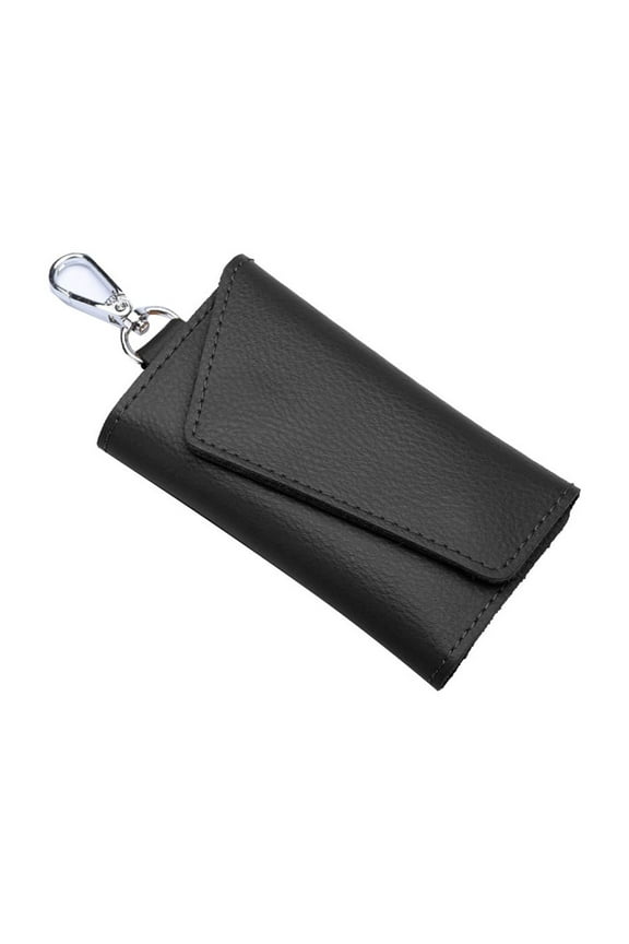 Mikilon Storage, Cowhide Car Keycase Home Keycase Men's Keycase Gift For Partner Glossy Without Burrs, Black