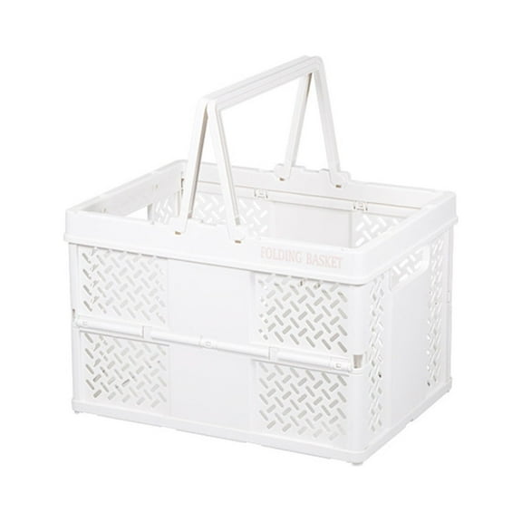 Storage, Foldable Storage Latchs Bins, Storage Organizer Box With Handle And ,Stackable Foldable Plastic Storage Containers, Visible Storage, For Closet, Laundry, Kitc, White