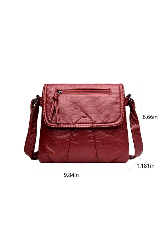 Mikilon Storage, Zipper Crossbody Bag With Wide Shoulder Strap Phone Wallet, Shoulder Purse, Multiple Zipper Pockets., Red