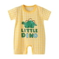 thumbnail image 1 of Mikilon Summer Babys Rompers Comfortable Round Neck Short Sleeve ‌Rompers Patchwork Color Bow Printed Rompers ,Size 0 Month-18 Months, 1 of 3
