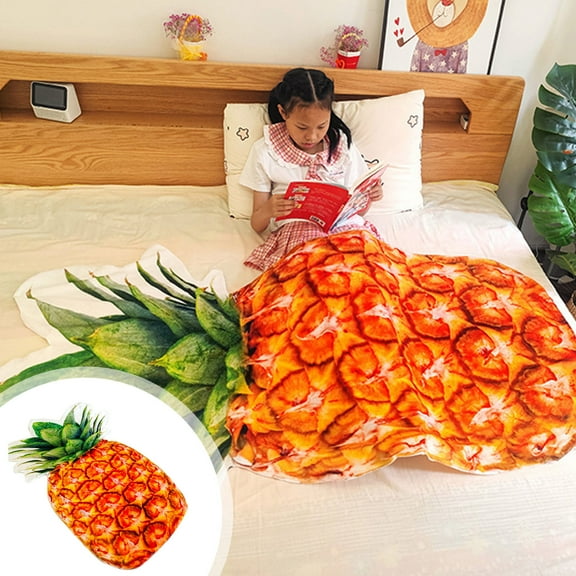 Summer Cool Blanket, 35" x 39" Fruit Shape Blanket, Ice Silk Cover Blanket, Children's Quilt Conditioning Blanket Baby Orange