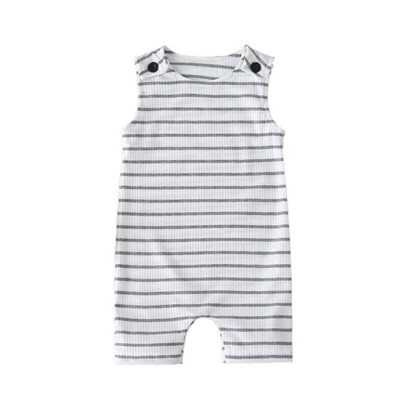 Mikilon Summer Toddler Baby Girl Boy Strip Cloth Striped Sleeveless Jumpsuit Romper Infant Clothes for Baby Girl 6-9 Months White 2023 Deal