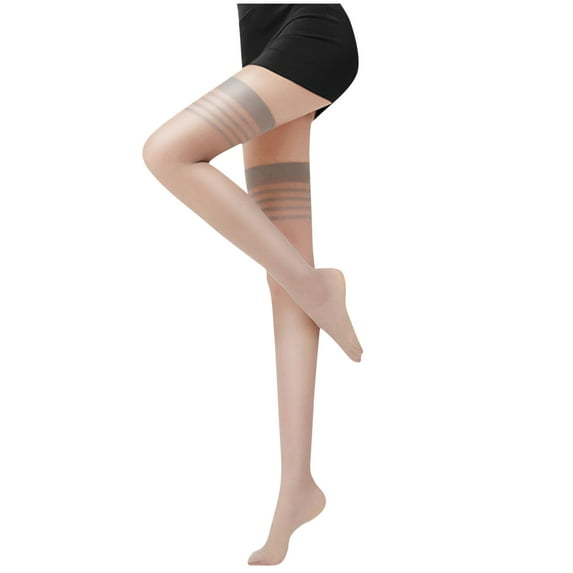 Mikilon Summer Women's High Knee Socks Thin Style Leggings Conjoined Body High Elasticity Panty Stocking