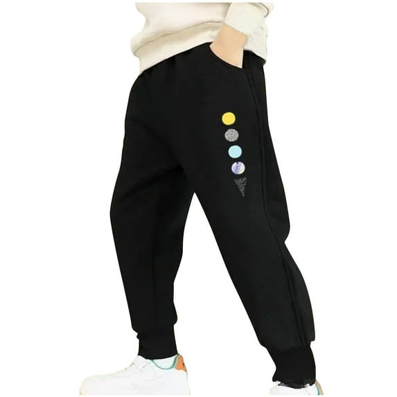 Mikilon Sweatpants for Boys Size 8-14 Years Fall New Style Solid Color Graphic Jogger Pants Elastic Waist Long Pants